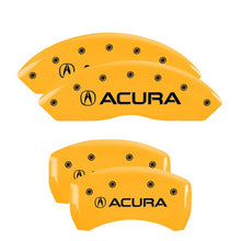 Load image into Gallery viewer, MGP 4 Caliper Covers Engraved Front &amp; Rear Vtech Yellow Finish Black Char 2008 Acura TL