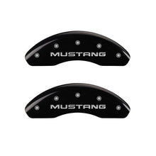 Load image into Gallery viewer, MGP 4 Caliper Covers Engraved Front Mustang Engraved Rear SN95/GT Black finish silver ch