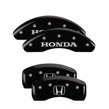 Load image into Gallery viewer, MGP 4 Caliper Covers Engraved Front Honda Rear H Logo Black Finish Silver Char 2018 Honda Accord