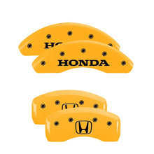 Load image into Gallery viewer, MGP 4 Caliper Covers Engraved Front Honda Rear H Logo Yellow Finish Black Char 1998 Honda Accord