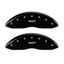 Load image into Gallery viewer, MGP 4 Caliper Covers Engraved Front &amp; Rear Oval logo/Ford Black finish silver ch