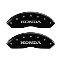 Load image into Gallery viewer, MGP 4 Caliper Covers Engraved Front &amp; Rear Honda Black finish silver ch