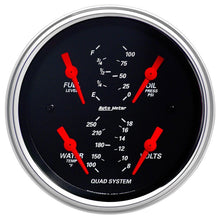 Load image into Gallery viewer, Autometer Designer Black 3-3/8in Quad Gauge - Fuel Level/Oil Pressure/Water Temperature/Voltmeter