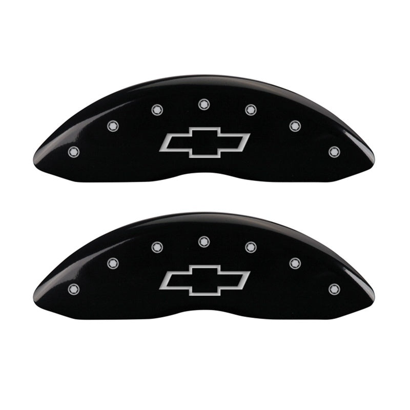 MGP Front set 2 Caliper Covers Engraved Front Bowtie Black finish silver ch