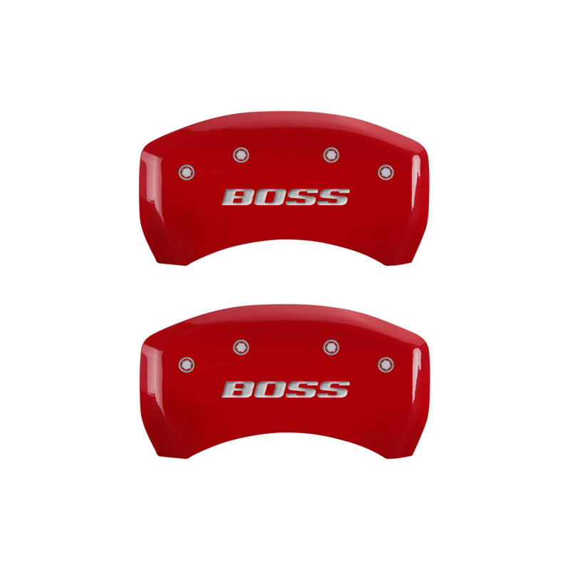 MGP Rear set 2 Caliper Covers Engraved Rear Boss Red finish silver ch