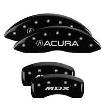 Load image into Gallery viewer, MGP 4 Caliper Covers Engraved Front Acura Engraved Rear MDX Black finish silver ch