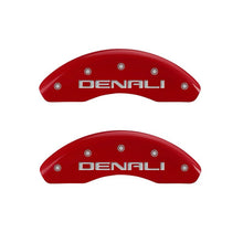 Load image into Gallery viewer, MGP 4 Caliper Covers Engraved Front &amp; Rear Denali Red finish silver ch