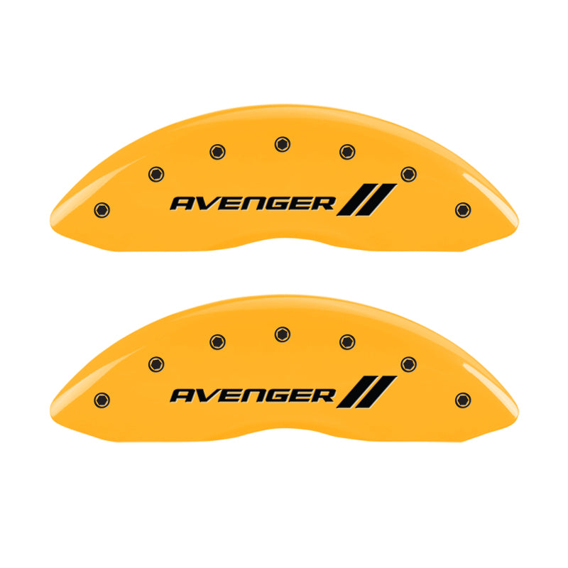 MGP 4 Caliper Covers Engraved Front & Rear With stripes/Avenger Yellow finish black ch