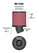 Load image into Gallery viewer, K&amp;N Filter Universal Rubber Round Straight Filter 20 Deg Angled 2-7/16in Flange 3-3/4in OD 4in H