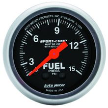 Load image into Gallery viewer, AutoMeter Gauge Fuel Pressure 2-1/16in. 15PSI Mechanical W/Isolator Sport-Comp