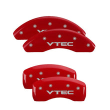 Load image into Gallery viewer, MGP 4 Caliper Covers Engraved Front &amp; Rear Vtech Red finish silver ch