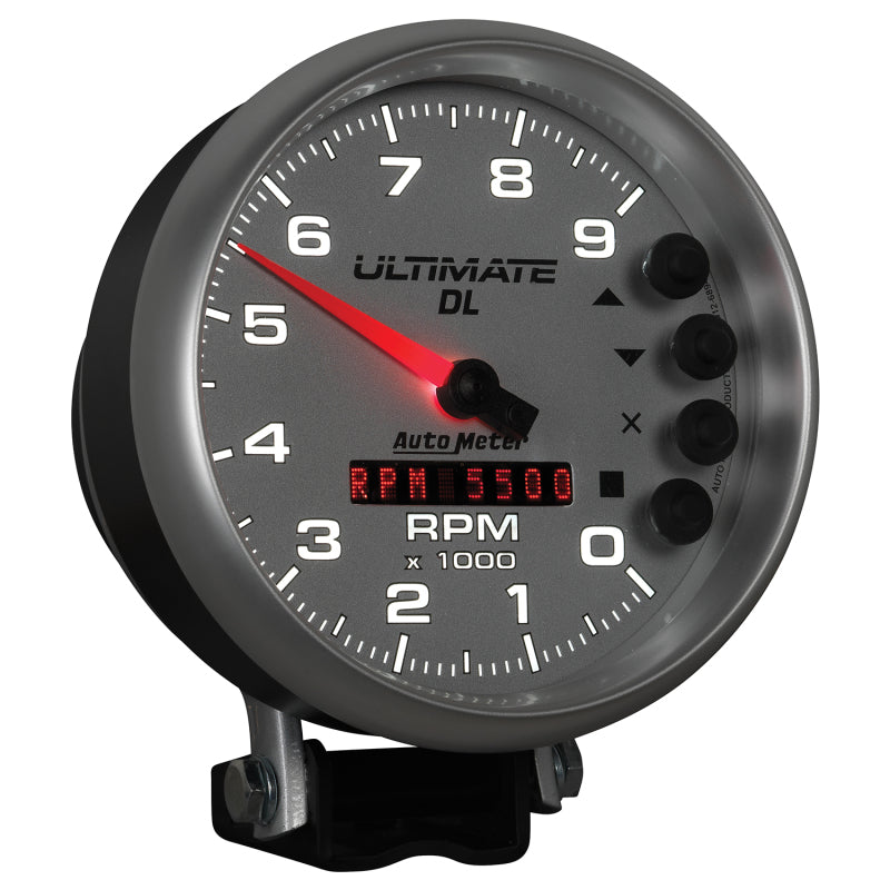 AutoMeter Gauge Tach 5in. 9K RPM Pedestal Datalogging Ultimate Dl Playback Silver