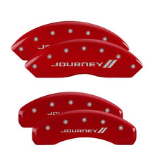 Load image into Gallery viewer, MGP 4 Caliper Covers Engraved Front &amp; Rear With stripes/Journey Red finish silver ch