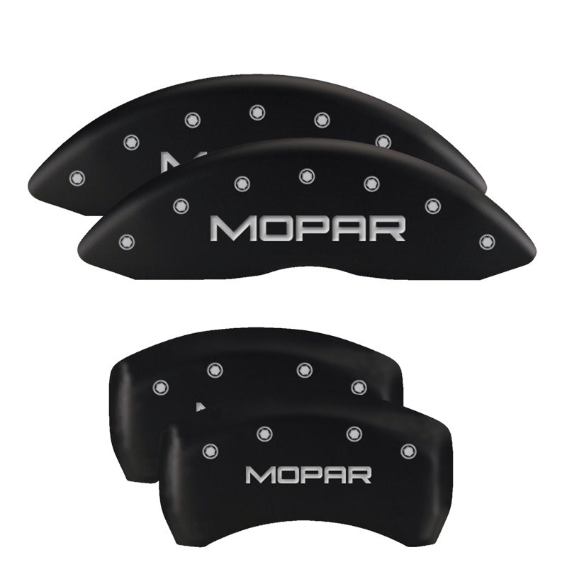 MGP 4 Caliper Covers Engraved Front & Rear MOPAR Black finish silver ch