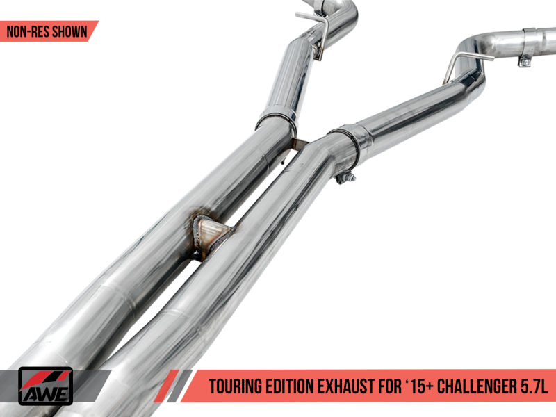 AWE Tuning 2017+ Challenger 5.7L Touring Edition Exhaust - Non-Resonated - Chrome Silver Quad Tips