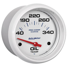 Load image into Gallery viewer, Autometer Marine White Air-Core Electric Oil Temperature Gauge 2-5/8in 140-300 Deg F