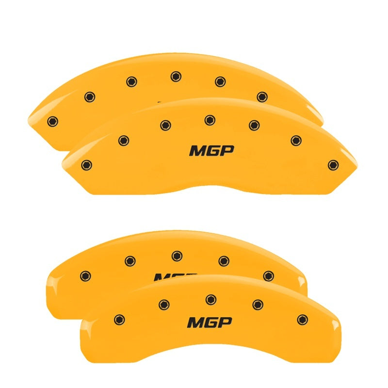 MGP 4 Caliper Covers Engraved Front & Rear With stripes/Charger Yellow finish black ch