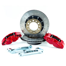 Load image into Gallery viewer, Alcon 07+ Jeep JK w/ 5x5.5in Hub 357x32mm Rotor 4-Piston Red Calipers Front Brake Upgrade Kit