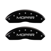 Load image into Gallery viewer, MGP Front set 2 Caliper Covers Engraved Front MOPAR Black finish silver ch