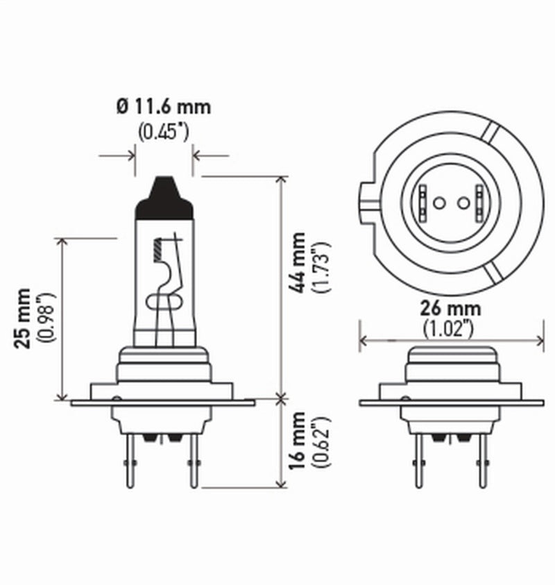 Hella High Wattage Bulb H7 12V 100W PX26d T4.6 (Pair)