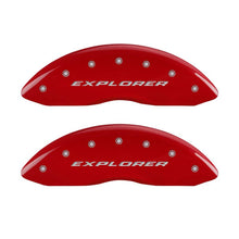 Load image into Gallery viewer, MGP 4 Caliper Covers Engraved Front &amp; Rear Explorer Red finish silver ch