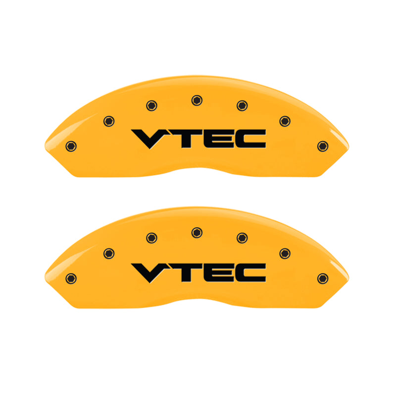 MGP 4 Caliper Covers Engraved Front & Rear Vtech Yellow finish black ch