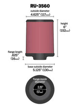 Load image into Gallery viewer, K&amp;N Universal Rubber Filter 2-1/4in FLG x 5-1/8in Base x 4-5/8in Top x 6in Height