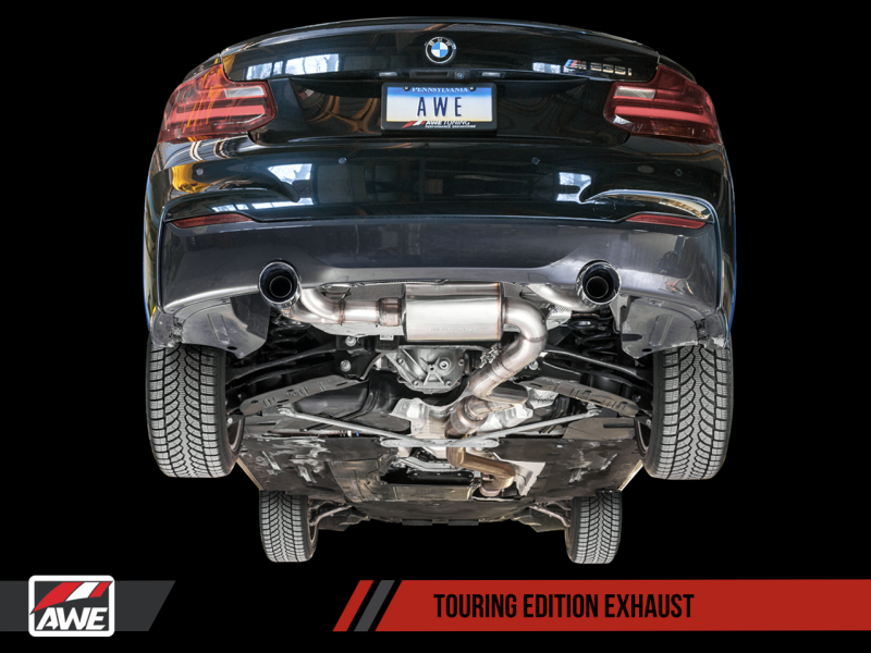 AWE Tuning BMW F22 M235i / M240i Touring Edition Axle-Back Exhaust - Chrome Silver Tips (90mm)