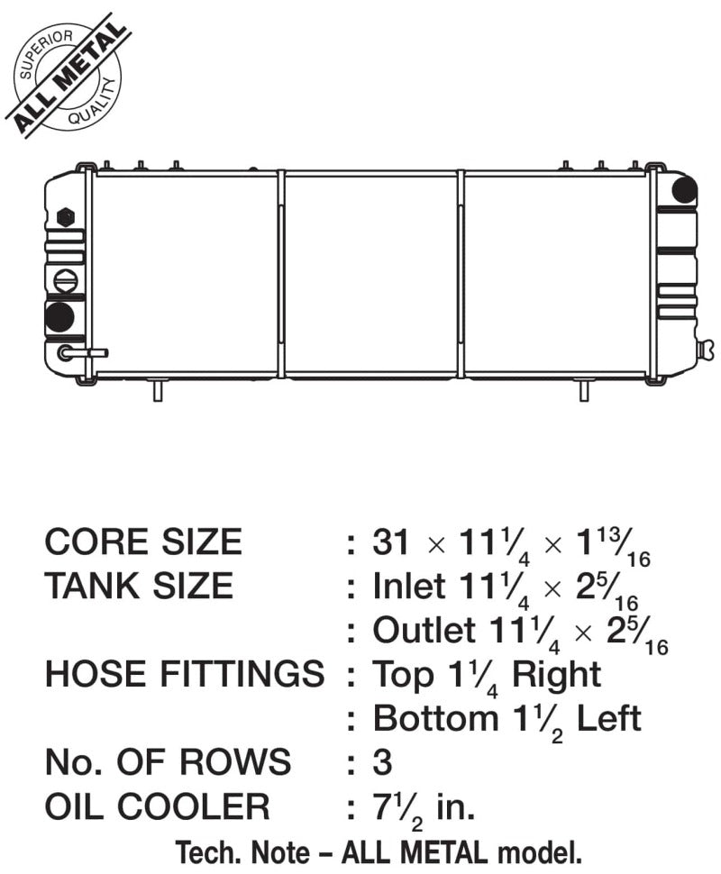 CSF 88-90 Jeep Cherokee 4.0L Heavy Duty 3 Row All Metal Radiator