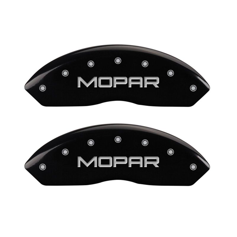 MGP 4 Caliper Covers Engraved Front & Rear MOPAR Black finish silver ch