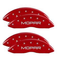 Load image into Gallery viewer, MGP 4 Caliper Covers Engraved Front &amp; Rear MOPAR Red finish silver ch