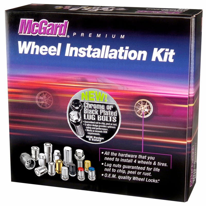 McGard 5 Lug Hex Install Kit w/Locks (Cone Seat Bolt) M12X1.25 / 17mm Hex / 25.6mm Shank L. - Black