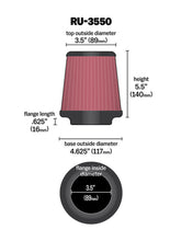 Load image into Gallery viewer, K&amp;N Universal Rubber Filter 3 1/2 inch FLG / 4 5/8 inch Base / 3-1/2 inch Top / 5 1/2 inch Height