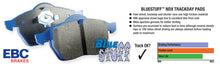 Load image into Gallery viewer, EBC 98-02 Chevrolet Camaro (4th Gen) 3.8 Bluestuff Rear Brake Pads