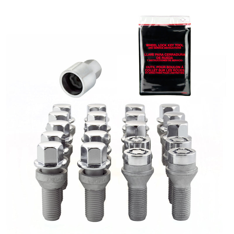 McGard 5 Lug Hex Install Kit w/Locks (Cone Seat Bolt) M14X1.5 / 17mm Hex / 28.0mm Shank L. - Chrome