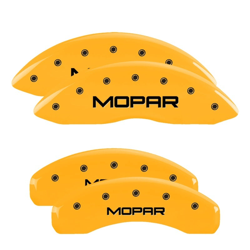 MGP 4 Caliper Covers Engraved Front & Rear Mopar Yellow Finish Black Char 2007 Dodge Durango