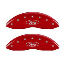 Load image into Gallery viewer, MGP Front set 2 Caliper Covers Engraved Front Oval logo/Ford Red finish silver ch