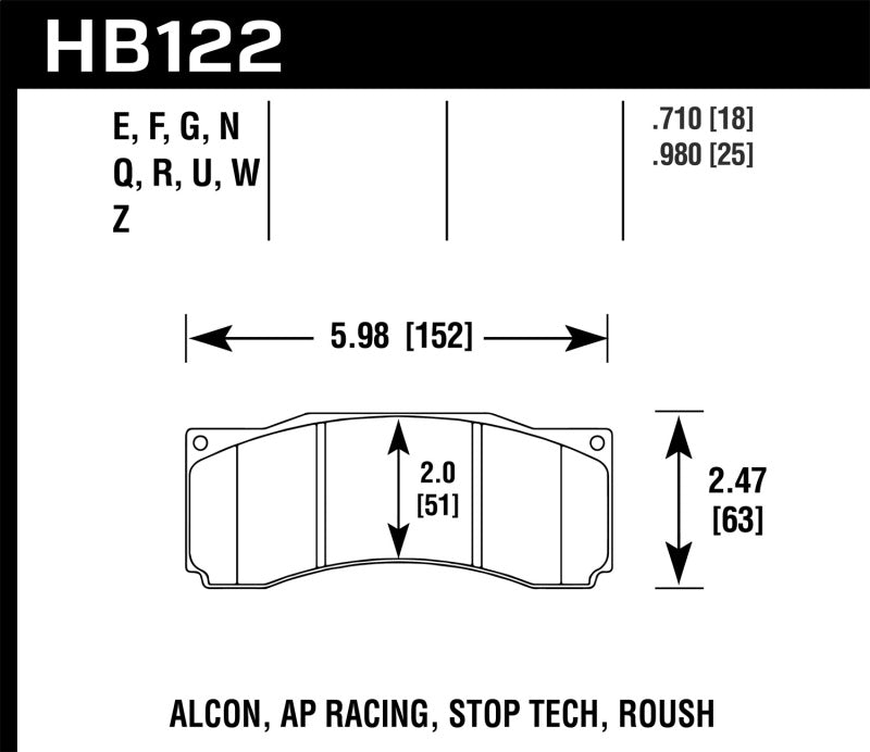 Hawk Stoptech ST-60 Caliper DTC-70 Race Brake Pads