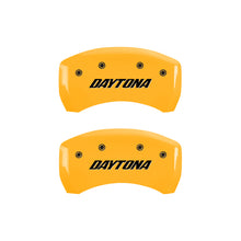 Load image into Gallery viewer, MGP 4 Caliper Covers Engraved Front &amp; Rear Daytona Yellow finish black ch