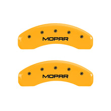 Load image into Gallery viewer, MGP 4 Caliper Covers Engraved Front &amp; Rear Mopar Yellow Finish Black Char 2008 Chrysler Aspen