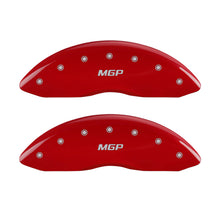 Load image into Gallery viewer, MGP 4 Caliper Covers Engraved Front &amp; Rear MGP Red Finish Silver Char 2010 GMC Savana 3500