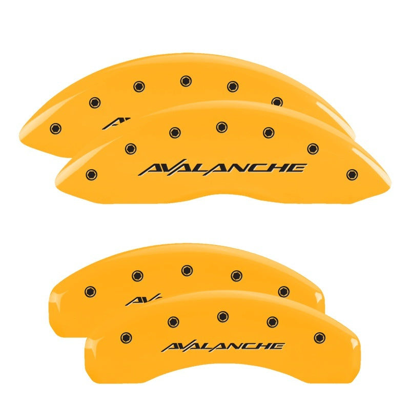 MGP 4 Caliper Covers Engraved Front & Rear Avalanche Yellow finish black ch