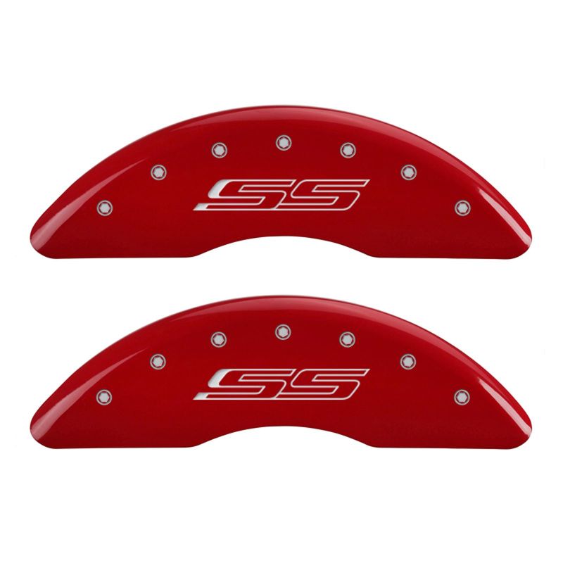 MGP 4 Caliper Covers Engraved Front & Rear Gen 5/SS Red finish silver ch