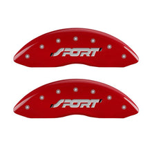 Load image into Gallery viewer, MGP 4 Caliper Covers Engraved Front &amp; Rear SPORT Red finish silver ch