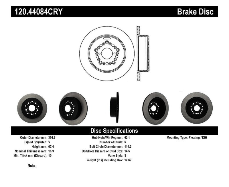 StopTech CryoStop Rotor - Rear