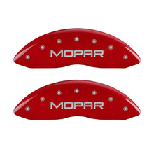 Load image into Gallery viewer, MGP Front set 2 Caliper Covers Engraved Front MOPAR Red finish silver ch