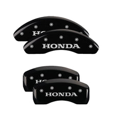 Load image into Gallery viewer, MGP 4 Caliper Covers Engraved Front &amp; Rear Honda Black Finish Silver Char 2004 Honda CR-V