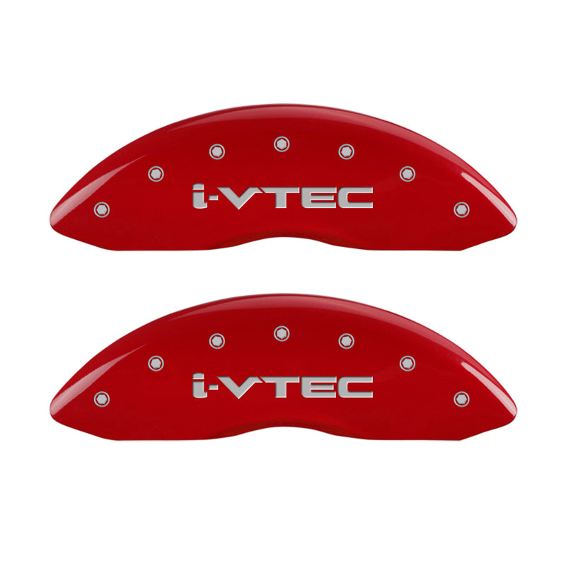 MGP 4 Caliper Covers Engraved Front & Rear I-Vtec Red Finish Silver Char 2017 Acura MDX