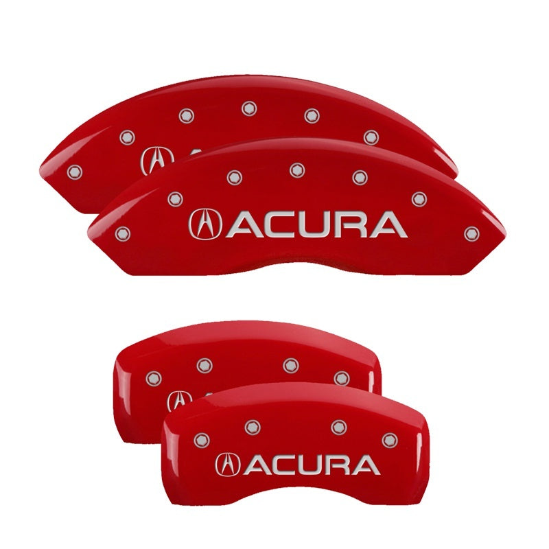 MGP 4 Caliper Covers Engraved Front & Rear Acura Red Finish Silver Char 2017 Acura RDX