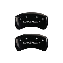 Load image into Gallery viewer, MGP 4 Caliper Covers Engraved Front &amp; Rear Block/Charger Black finish silver ch